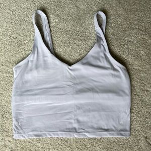 White Athletic Cropped Tank with Built In Sports Bra